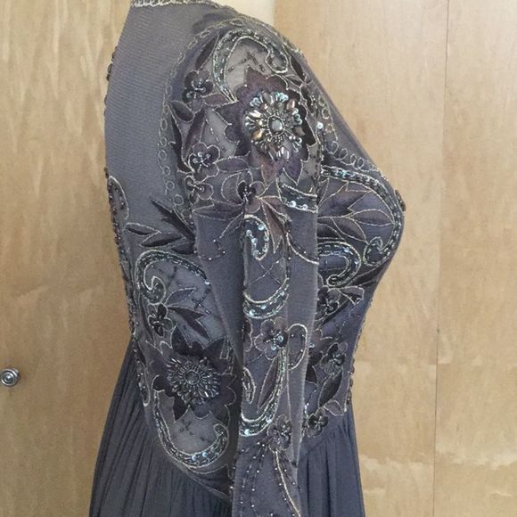 Sue Wong embroidered Elbow Mesh Sleeve Dress - Picture 6 of 8